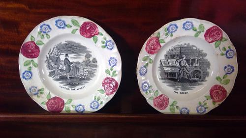 Pair of Antique Staffordshire Childs Nursery Learning Plates (1 of 5) Pair of Antique Staffordshire Childs Nursery Learning Plates (1 of 5)