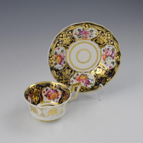 Fine Coalport Antique Shape Porcelain Tea Cup & Saucer Pattern 2/26 c.1825 (1 of 10)