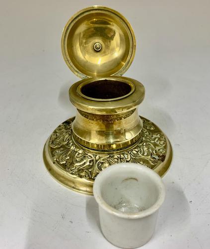 Antique Brass Desk Inkwell c.1900 (1 of 6)