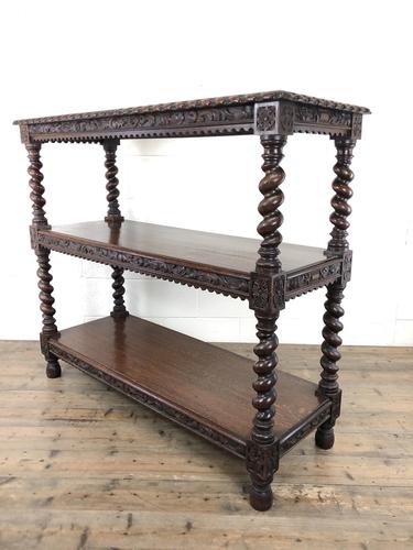 Antique Victorian Carved Oak Three Tier Display Shelves (1 of 10)