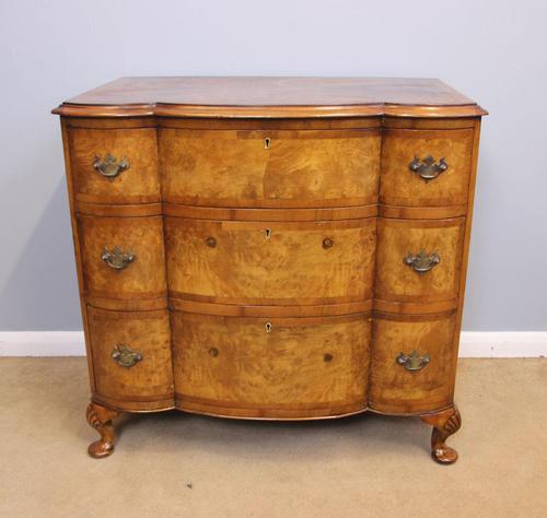 Antique Burr Walnut Shaped Front Chest of Drawers (1 of 13)