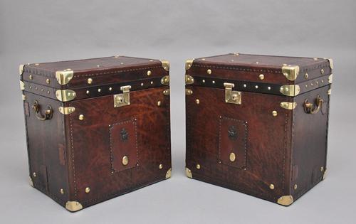 Pair of early 20th century leather bound army trunks (1 of 9) Pair of early 20th century leather bound army trunks (1 of 9)
