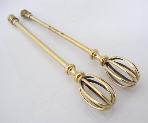 Amazing silver-gilt cocktail swizzle-sticks Linzeler & Cie Paris c.1910 (1 of 8)