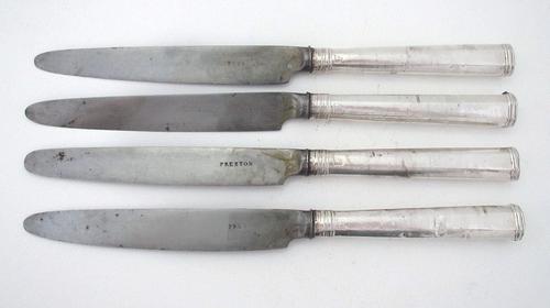 Rare 1792 Antique George III Sterling Silver & Steel Dessert Knives, English Sheffield Cutlery - Robert Trickett (1 of 7)