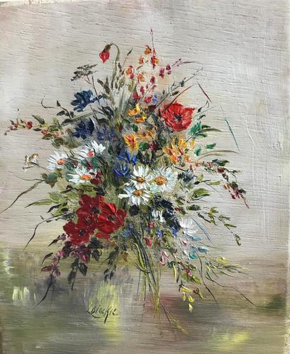 Original Oil on Board 'Daisies & Poppies' by Lillias Blackie. Signed & Framed (1 of 2) Original Oil on Board 'Daisies & Poppies' by Lillias Blackie. Signed & Framed (1 of 2)
