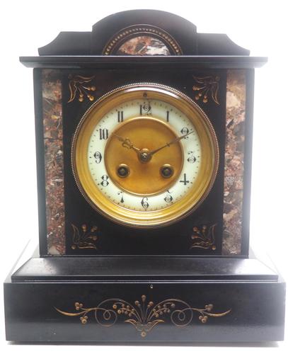 Antique French 8-day Slate Marble Mantle Clock – Victorian Striking Mantel Clock (1 of 12)