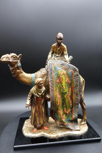 Late 19th Century Bronze Figure of Carpet Seller Astride a Camel (1 of 3) Late 19th Century Bronze Figure of Carpet Seller Astride a Camel (1 of 3)