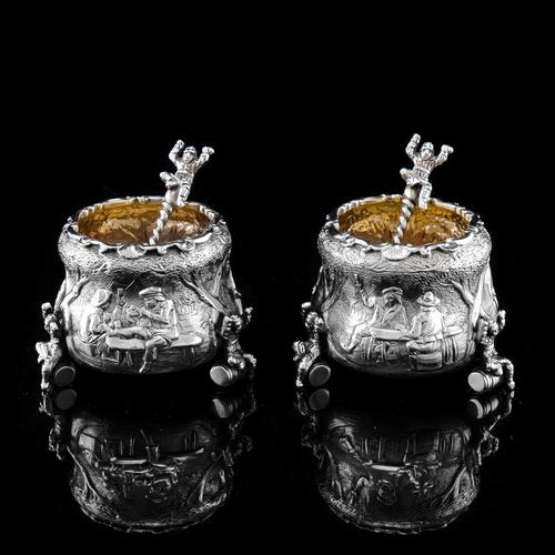 Rare Antique Victorian Solid Silver 'Teniers Pattern' Salts - F B Thomas & Co 1882 (1 of 21) Rare Antique Victorian Solid Silver 'Teniers Pattern' Salts - F B Thomas & Co 1882 (1 of 21)