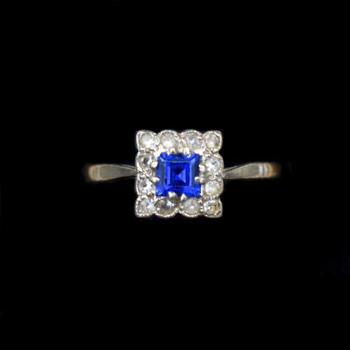 Art Deco Blue Spinel and Clear Spinel 9ct Gold Square Cluster Ring (1 of 9) Art Deco Blue Spinel and Clear Spinel 9ct Gold Square Cluster Ring (1 of 9)