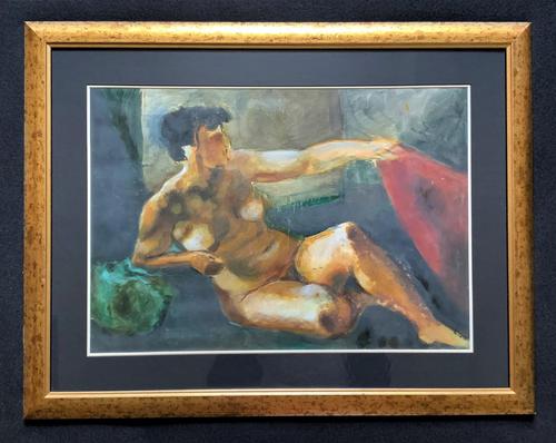 20th Century British School Reclining Nude Female Portrait - Watercolour & Body Wash (1 of 12)