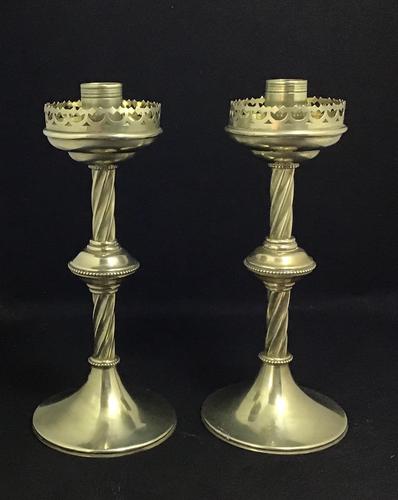 Pair of Brass Gothic Revival / Altar / Church / Ecclesiastical Candlesticks (1 of 5) Pair of Brass Gothic Revival / Altar / Church / Ecclesiastical Candlesticks (1 of 5)