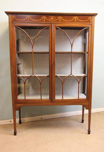 Edwardian Mahogany Inlaid Glass Display Cabinet (1 of 10)