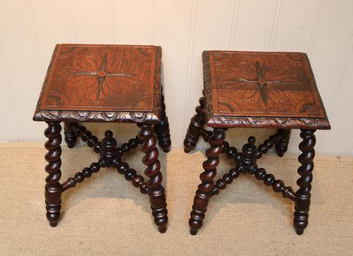 Pair Of Carved Oak Tables (1 of 9)