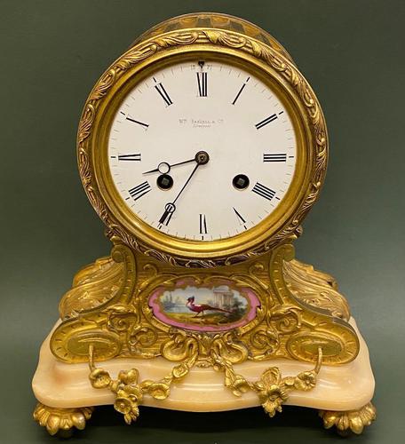 Attractive French Ormolu & Porcelain-mounted Mantel Clock (1 of 6)