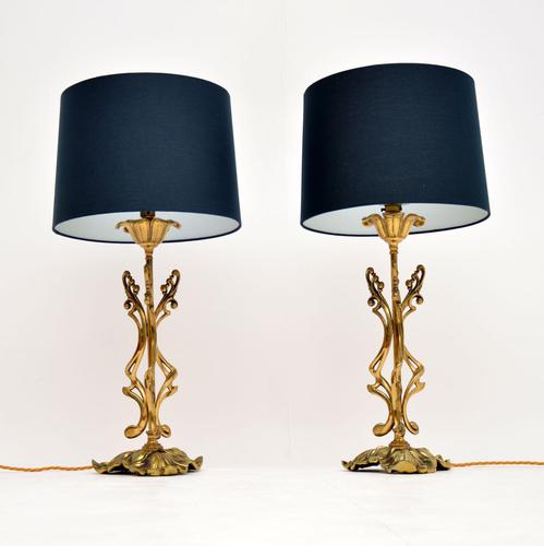 Pair of Vintage Italian Brass Table Lamps (1 of 9)