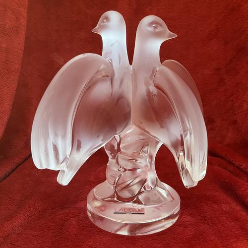 Lalique "Ariane" Double Dove Sculpture with Original Label (1 of 9)