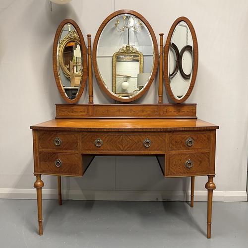 Satinwood Inlaid Dressing Table with Adjustable Mirrors (1 of 10) Satinwood Inlaid Dressing Table with Adjustable Mirrors (1 of 10)