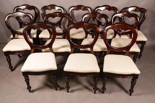 Set of 12 Victorian Mahogany Balloon Back Dining Chairs 1860 (1 of 13)