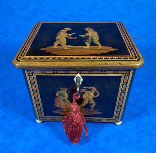 Mid Victorian Sorento Ware Inlaid Single Tea Caddy (1 of 7)