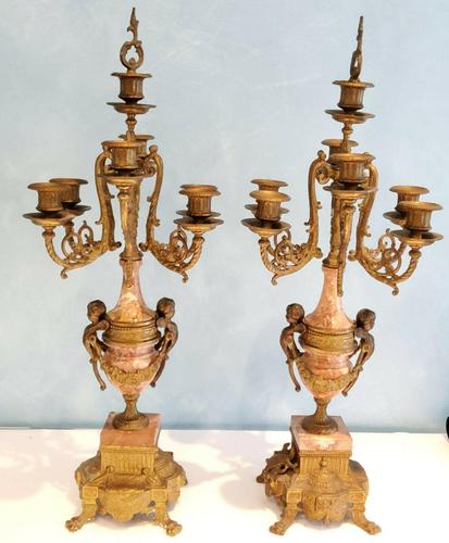 Pair of Italian Candelabra in Brass with Cherubs Vintage (1 of 8)