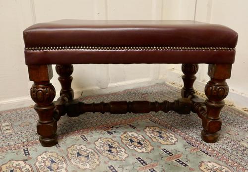 Large Victorian Oak & Leather Library Stool (1 of 6) Large Victorian Oak & Leather Library Stool (1 of 6)