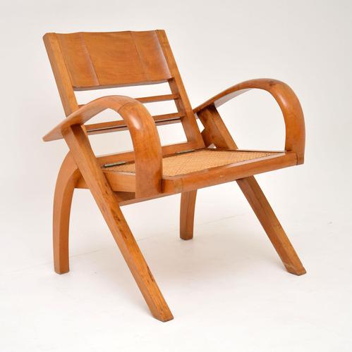 Satin Wood & Cane Vintage Satin Wood Armchair (1 of 12)