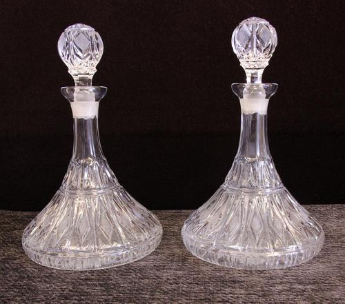 Pair of Cut Glass Ships Decanters (1 of 6)