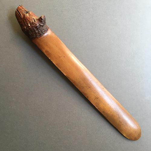 Wonderful Large Treen Paper Knife with Finely Carved Bear's Head for Handle (1 of 6)