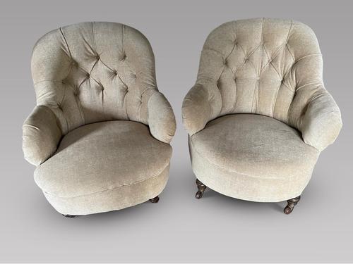 Pair of Low Button Back Chairs (1 of 4) Pair of Low Button Back Chairs (1 of 4)