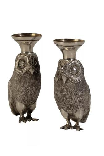 Pair of Late Victorian Silver Novelty Owl Vases (1 of 7)