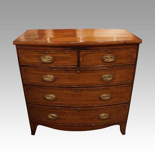 Regency Inlaid Bow Fronted Chest (1 of 10)