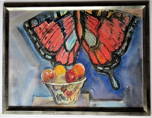 Michael Rothenstein R.A, Watercolour, Butterfly Kite & Fruit Bowl, 1988, Framed (1 of 5)