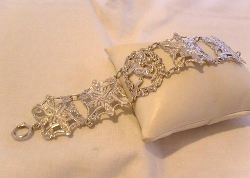 Vintage 1957 Sterling Silver Scottish Panel Bracelet Glasgow Hallmarked (1 of 12)