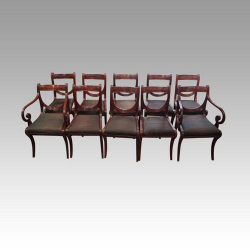 Set of 10 Regency Mahogany Dining Chairs (1 of 12)