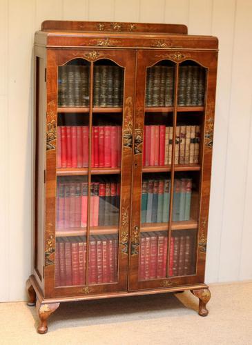 Walnut Chinoiserie Decorated Bookcase (1 of 10)