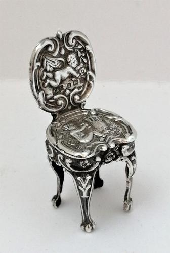 Edwardian, Miniature Silver Chair, Levi & Salaman, B'ham 1902 (1 of 10) Edwardian, Miniature Silver Chair, Levi & Salaman, B'ham 1902 (1 of 10)