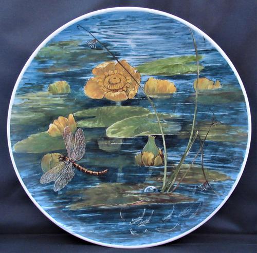 Hand painted Aesthetic Period Copeland pottery footed plate signed & dated 1878 (1 of 9)