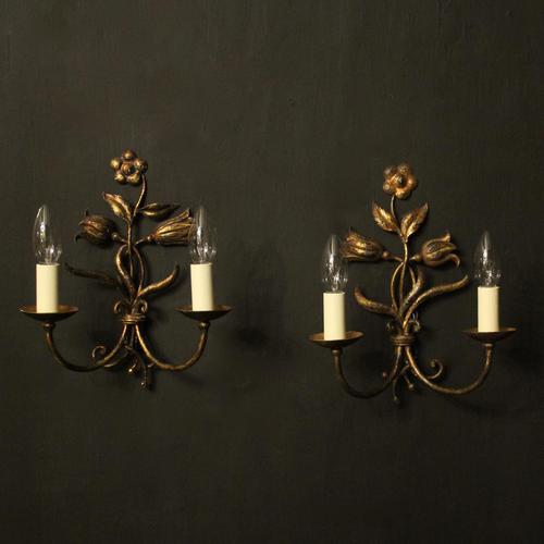 Florentine Pair of Toleware Twin Arm Wall Lights (1 of 10)