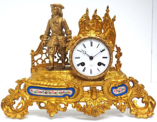 Antique 8 Day Ormolu Mantel Clock Sevres Cavalier Explorer French Mantle Clock (1 of 6)