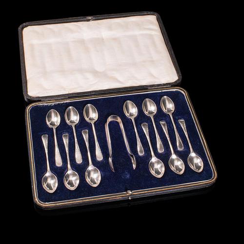 Antique Tea Spoon Service, English, Silver, WS Savage, Sheffield, Hallmark 1917 (1 of 12)