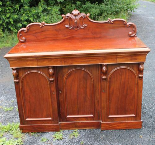 1900's Large Carved Mahogany 3 Door Sideboard with Back (1 of 4)