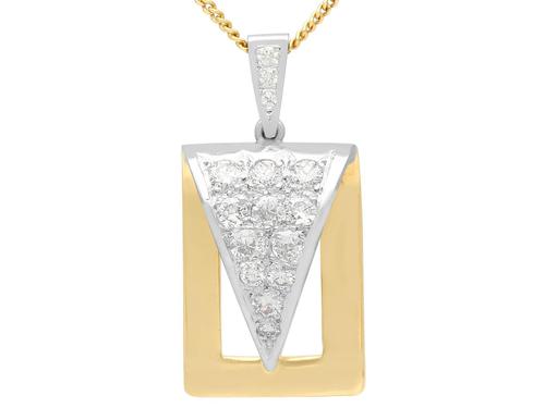 1.05ct Diamond & 18ct Gold Pendant - Vintage c.1960 (1 of 12) 1.05ct Diamond & 18ct Gold Pendant - Vintage c.1960 (1 of 12)