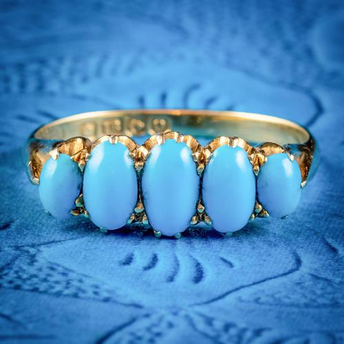 Antique Edwardian Turquoise Ring 18ct Gold Dated 1913 (1 of 7)