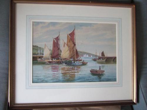 A D Bell 'aka Wilfrid Knox' Watercolour "Drying Sails Dated 1953 (1 of 5)