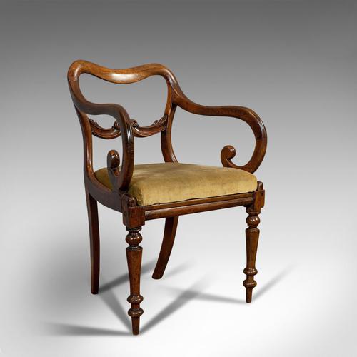 Antique Scroll Armchair, English, Mahogany, Buckle Back, Seat, William IV, 1835 (1 of 11)