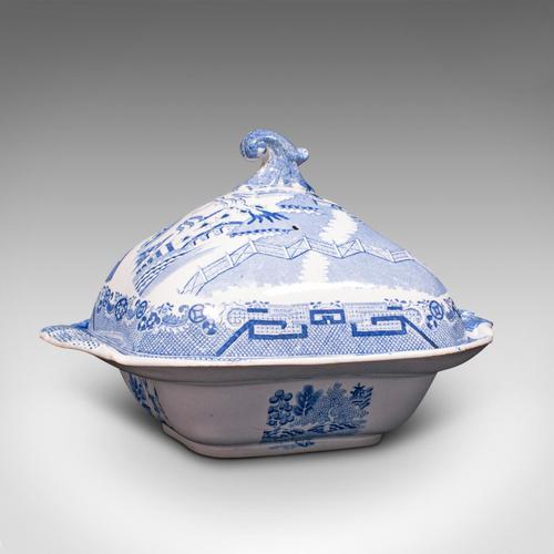 Antique Pea Keeper, English, Ceramic, Serving Tureen, After Delft, Victorian (1 of 12)