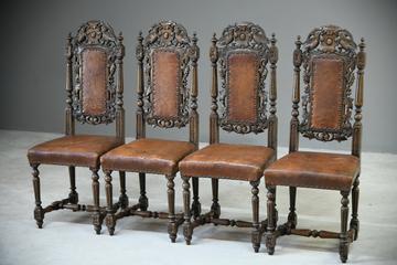 4 Carved Oak Dining Chairs (1 of 13)