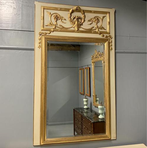 Large French Paint & Gilt Trumeau Mirror (1 of 11)