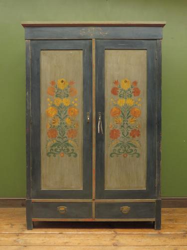 Antique Swedish Style Painted Folk Art Wardrobe Armoire (1 of 22)