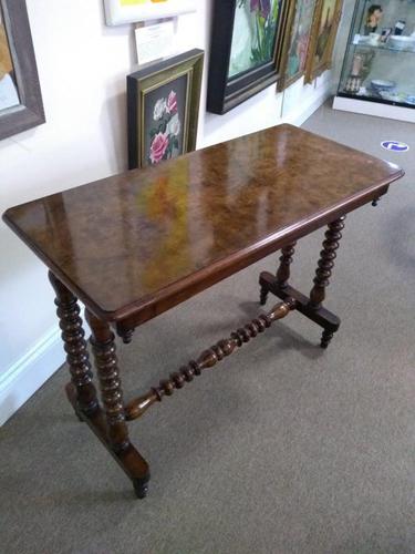 Victorian Burr Walnut Side Table with Bobbin Turned Legs (1 of 4)